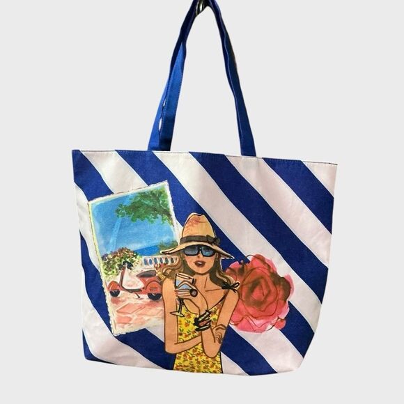 Lancome Fashion Tote Striped Beach Vacation Summer - Picture 2 of 8